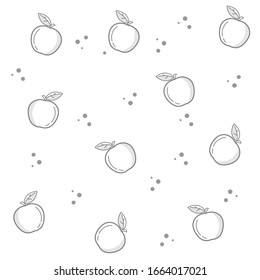  apple seamless isolated on white. lineart style. vector illustration