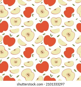 Apple seamless pattern. Background with red apples.