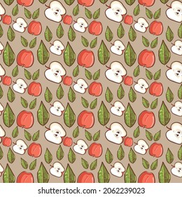 Apple Seamless Pattern Design . Vector Illustration.