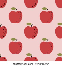 Apple seamless pattern. Fruit theme. Great for printing, packaging. Vector illustration.