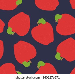 Apple seamless pattern. Hand drawn fresh fruit. Vector sketch background. Fashion design. Food print for clothes or dishcloth