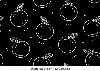 Apple seamless pattern. Isolated on Black background