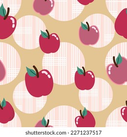 apple seamless pattern on yellow background