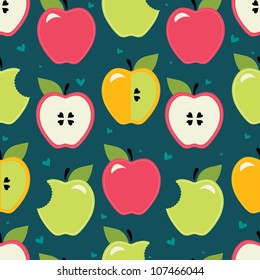 Apple. Seamless pattern. Vector.