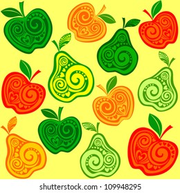 Apple seamless pattern. Vector Illustration