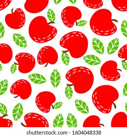 Apple seamless pattern. Vector illustration.