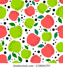 Apple Seamless Pattern. Vector Illustration.