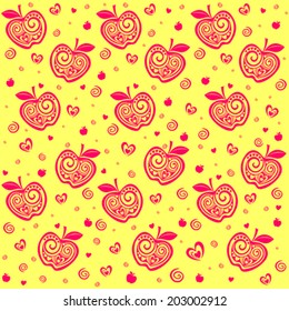 Apple seamless pattern. Vector Illustration 