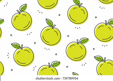 Apple Seamless Pattern. Vector Illustration