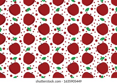 Apple seamless pattern vector, isolated on white background. Ready to print, Easy to edit, suitable for background, wallpaper, clothes, etc.