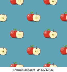 Apple seamless pattern. Vegan organic eco fruit background. vector illustration.