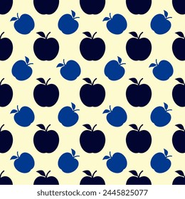 Apple seamless repeat background and pattern. Editable vector with silhouettes of apples.