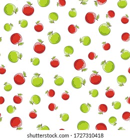 Apple seamless vector pattern. Isolated fruit illustration, great for wallpaper, textile and texture design. Kids design, fabric, wrapping, apparel.