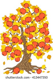 Apple season Tree collection. Vector isolated Elements