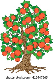 Apple season Tree collection. Vector isolated Elements