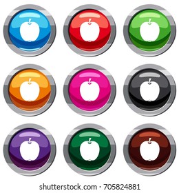 Apple set icon isolated on white. 9 icon collection vector illustration