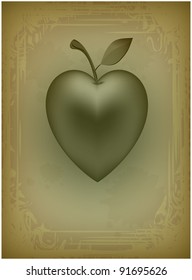 Apple in shape of hearts for old abstract vintage background