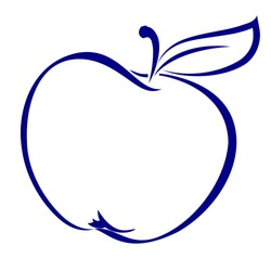 Apple Shape Made In Blue. Illustration On White Background.