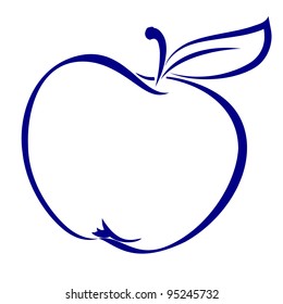 Apple Shape Made in Blue. Illustration on white background.