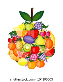 Apple shape made from fruits for your design