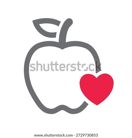 Apple shape with overlapping heart, symbol.