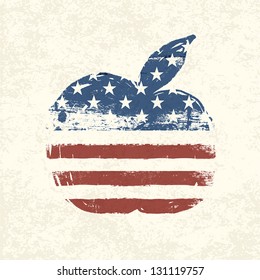 Apple shaped american flag. Vector, EPS10