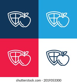 Apple And A Shield blue and red four color minimal icon set