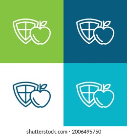 Apfel und Schild flach vier Farben minimale Icon Set