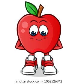 apple shy mascot vector cartoon illustration