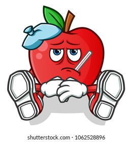 apple sick mascot vector cartoon illustration