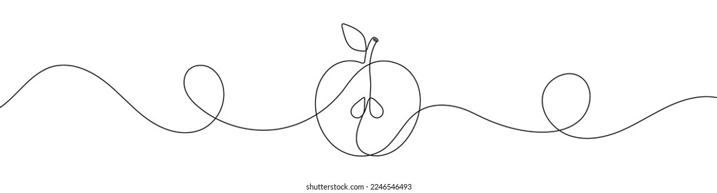 Apple sign in continuous line drawing style. Line art of apple icon. Vector illustration. Abstract background