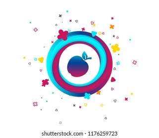 Apple sign icon. Fruit with leaf symbol. Colorful button with icon. Geometric elements. Vector
