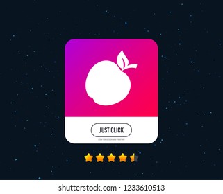 Apple sign icon. Fruit with leaf symbol. Web or internet icon design. Rating stars. Just click button. Vector