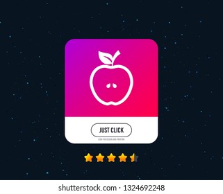 Apple sign icon. Fruit with leaf symbol. Web or internet icon design. Rating stars. Just click button. Vector