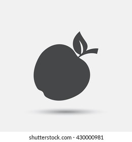 Apple sign icon. Fruit with leaf symbol. Flat apple web icon on white background. Vector