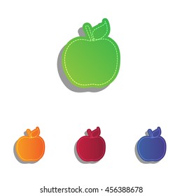 Apple sign illustration. Colorfull applique icons set.