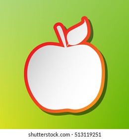 Apple sign illustration. Contrast icon with reddish stroke on green backgound.