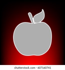 Apple sign illustration. Postage stam or old photo style on red-black gradient background.