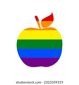 Ilustración de signos de Apple. Icono en fondo blanco, de los derechos LGBT gay arcoiris. Ilustración.