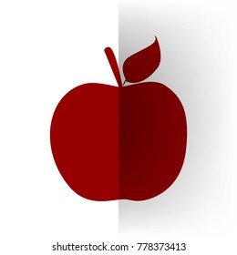Apple sign illustration. Vector. Bordo icon on white bending paper background.