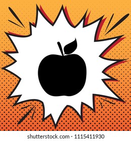 Apple sign illustration. Vector. Comics style icon on pop-art background.