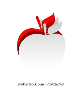 Apple sign illustration. Vector. Detachable paper icon with red body stock. Isolated.