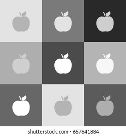 Apple sign illustration. Vector. Grayscale version of Popart-style icon.