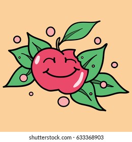 apple sign for t-shirt print. design element for menu, stiker labels, banner website, mobile app or other projects. logo for cafe, restaraunt or drinks, vector illustration. 