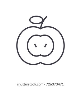 apple sign vector line icon, sign, illustration on background, editable strokes