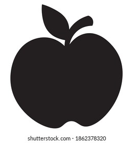 Apple. Silhouette. Delicious fruit with a leaf. Vector illustration. Isolated white background. Flat style. Icon. Harvesting. Seasonal product. Juicy fruit from an apple tree. Organic product. 