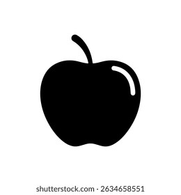 Diseño plano del Vector del icono de la silueta de la manzana sobre fondo blanco