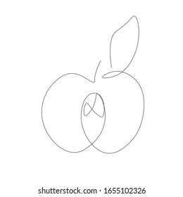 Apple silhouette line drawn vector illustration