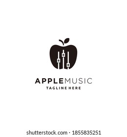 Apple silhouette music nature fruit food logo design icon vector