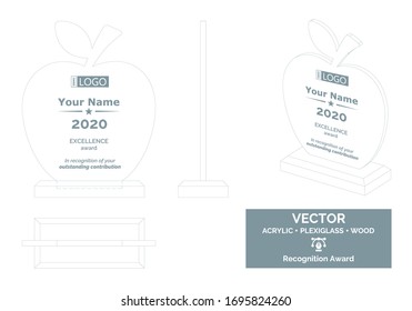 Apfelsilhouette-Trophäe-Vektorillustration-Vorlage, Preisverleihung für die Trophäe Business, Preis für die Anerkennung